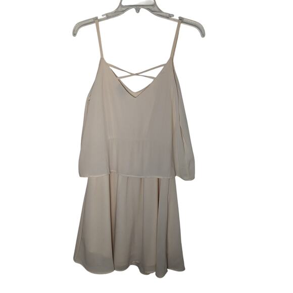 Vila Clothes Cream Flowy Mini Dress Size S - Picture 7 of 8